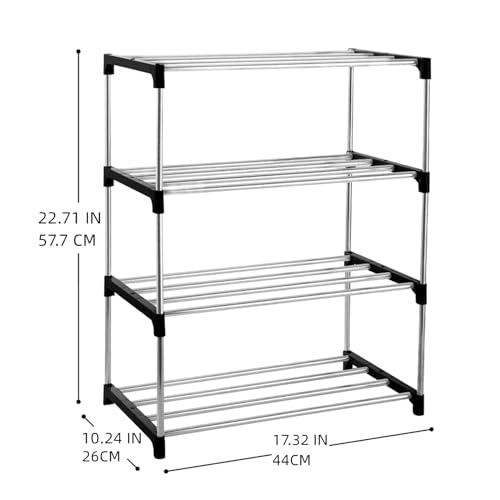 4-Tier Stackable Small Shoe Rack, Lightweight Shoe Shelf Storage Organizer for Entryway, Hallway and Closet(Black) - color: Black, size: 4-Tier