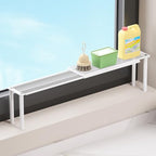 Expandable Window Shelf for Plants Kitchen Sink Organizer Stackable Narrow Shelves Kitchen Countertop Holder Mesh Design (1, White)