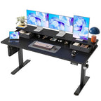 TIQLAB Standing Desk with Two Drawers, Stand Up Standing Desk Adjustable Height, Electric Sit Stand Table with Storage Shelf and Splice Board, 63 * 24 inch, Black - color: Black, size: 63*24 inch without keyboard tray
