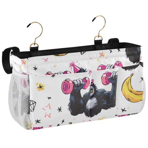 Bedside Caddy Metal Frame Hanging Organizer Bunk Bed Dorm Accessories Hook And Loop Storage Bag Large Pockets Gorilla Lifting Dumbbells White - color: Gorilla Lifting Dumbbells White