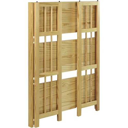 HomeStock 3-Shelf Stackable Folding Office Wood Furniture Bookcase, Contemporary Home and Office Furniture, Sturdy Wooden Shelving Storage Natural/27.5 Inch - color: Natural, size: 27 5 Inch