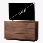 Ieejdn 55.12" Modern Chest of Drawer, 6 Deep Drawers,Clothes Organizer,Large Storage Cabinet for Living Room, Bedroom,Dresser TV Stand, Wood Drawer Organizer for Living Room, Hallway, Umber