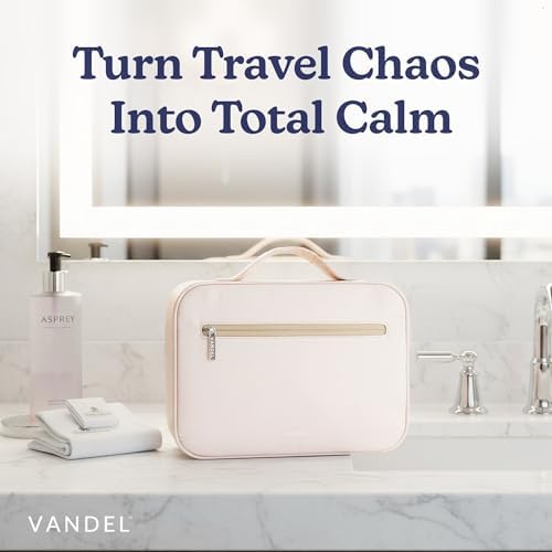VANDEL Waterproof Hanging Toiletry Bag [TSA-Approved] Hanging Makeup Organizer Bag, Cosmetic Travel Bags for Women, Makeup Case Toiletries Organizer Hygiene Bathroom Shower Caddy - Sand - color: Sand