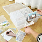 ALINK Photo Storage Box with Handle, 4" x 6" Photo Case Craft Keeper Organizer Container with 16 Inner Case and Label for Pictures, Arts, Crafts, Sewing, Stickers, Office Supplies - Clear - color: Clear
