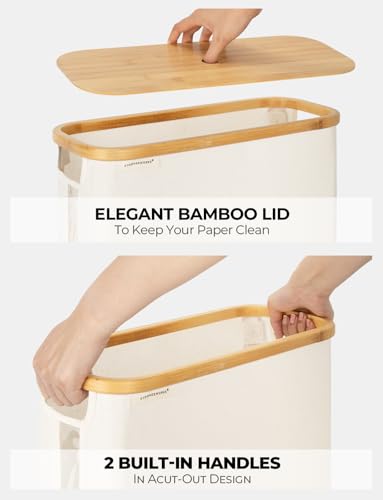 StorageWorks Large Toilet Paper Storage with Bamboo Lid, Toilet Paper Holder Basket for Up to 12 Mega or 16 Regular Size Rolls, Paper Storage Baskets for Bathroom, Beige, 1 Pack - color: Beige, size: Large