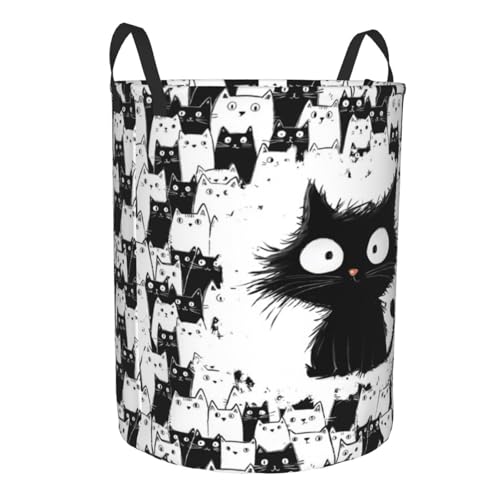 Cat Laundry Basket Storage Bin Foldable Laundry Hamper Clothes Storage Bucket Organizer 19.6x15.7 Inch For Laundry Room/Bedroom/Bathroom - color: Cat