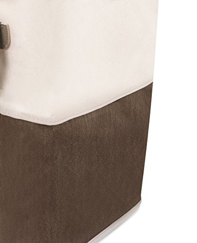 BIRDROCK HOME Square Cloth Laundry Hamper with Handles - Dirty Clothes Sorter - Easy Storage - Foldable - Brown and White Canvas - color: Brown