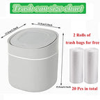 LTWQLing Plastic Mini Trash Can with Lid - 2 L Pop Up Wastebasket for Bathroom Vanity, Desktop, Tabletop or Coffee Table - Dispose of Cotton Rounds, Makeup Sponges, Tissues (Grey) - color: Grey