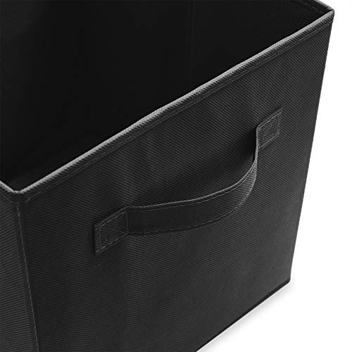 Casafield Set of 6 Collapsible Fabric Cube Storage Bins, Black - 11" Foldable Cloth Baskets for Shelves, Cubby Organizers & More - color: Black, size: 10.5" x 10.5" x 11"