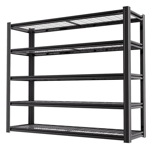 62" W x 24" D x 72" H Garage Shelving Heavy Duty Metal Shelving 3500LBS Storage Shelves Adjustable Metal Shelves for Storage Industrial Garage Shelves for Warehouse Basement (5T 72*62*24) - size: 5T 72*62*24