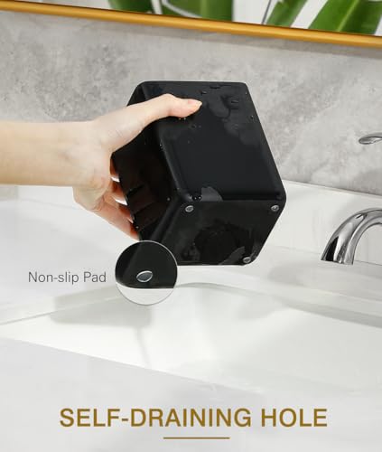Luxspire Toothbrush Holders, 3 Slots Toothpaste & Toothbrush Holder for Bathroom, Resin Toothbrush Stand, Electric Toothbrush Holder with Drain Hole, Bathroom Organizer Countertop, Matte Black - color: Matte Black, size: 3 Slots