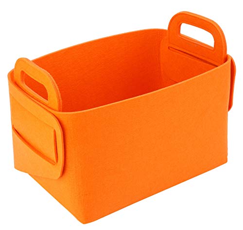 Minoisome Storage Basket Felt Storage Bin Collapsible& Convenient Box Organizer with Carry Handles for Office Bedroom Closet Babies Nursery Toys Laundry (Orange, 13.8inch（L）×9.5inch（W）×8.3inch（H）) - color: Orange, size: 13.8inch（L）×9.5inch（W）×8.3inch（H）