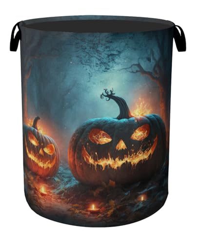 Pumpkin Halloween Laundry Basket - Heavy Duty 60L Dirty Clothes Organizer, Water Resistant Foldable Hamper for Men Women - color: Pumpkin Halloween