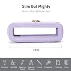 Aveniee Clear Makeup Brush Bag, Slim Brush Holder Cosmetic Case, Small Travel Toiletry Bag for Women, Thin Make up Bags with Dual Zipper, Cute Travel Essentials Srorage Bag.Lilac - color: Lilac, style: Slim Elegance
