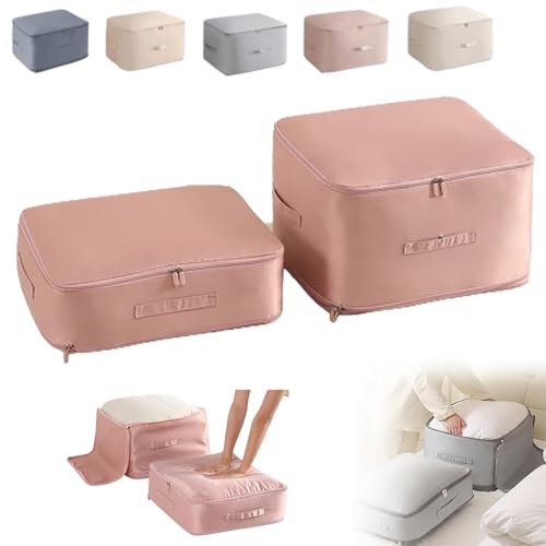 Compression Bags for Storage, 2026 Upgrade Ultra Space Saving Self Compression Organizer Compression Packing Cubes for Travel Sweater Organizer for Closet Clothes Storage Bag (Pink, L+XL) - color: Pink, size: L+XL