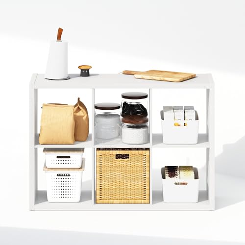 Furinno Cubic Closet Organizers and Storage, 6-Cube Closet Organizer, Open Shelf Closet Storage, Extra Thick Frame for Wardrobe, Bedroom, Living Room, White - color: White, size: 6-Cube