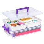 IRIS USA 9 Qt. Plastic Craft Storage Container Bins with Lids, 1 Pack, Small Art & Office Supply Organizer Tote, Sensory Bins & Boxes for Home & University, Latchable, Stackable, Portable, Clear - size: 9 Qt. - 1 Pack, style: STACK & CARRY - 2 Layered