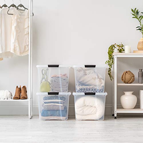 IRIS USA 72 Qt Stackable Plastic Storage Bins with Lids, 6 Pack - BPA-Free, Made in USA - See-Through Organizing Solution, Latches, Durable Nestable Containers, Secure Pull Handle - Clear - color: Clear, size: 72 Qt, style: 6 Pack