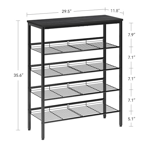 Nunsino Shoe Rack for Closet,5 Tier Shoe Organizer for Entryway,Shoe Shelf with Storage Shelves and Spacious Top,Max Holds 20 of Shoes,Black - color: Black, size: 5 Tier