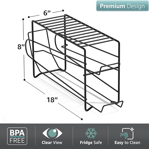 Sorbus Soda Can Rack Beverage Dispenser & Organizer for 12 Standard 12oz Cans - Refrigerator Compatible (1 Pack, Black) - color: Black, size: 1 Pack