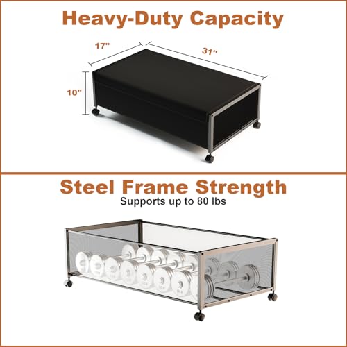 2 Pack Under the Bed Storage Containers,10 inch Height Under Bed Shoe Storage,31inch Long Underbed Storage with Wheels,Large Rolling under bed Clothes Storage Drawers with Lid for Dorm Tall ,Black - color: Black, size: 2PC (31"Lx17"Wx10"H)