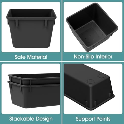 WOWBOX 25 PCS Plastic Drawer Organizer Set, Desk Drawer Divider Organizers and Storage Bins for Makeup, Jewelry, Gadgets for Kitchen, Bedroom, Bathroom, Office, Deep Black - color: Deep Black