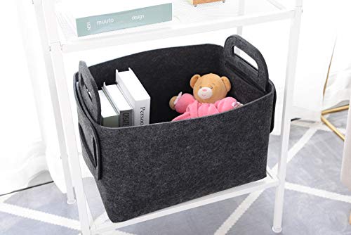 Storage Basket Felt Storage Bin Collapsible& Convenient Box Organizer with Carry Handles for Office Bedroom Closet Babies Nursery Toys Laundry (Dark grey, 17.9inch（L）×12.2inch（W）×11.6inch（H）) - color: Dark grey, size: 17.9inch（L）×12.2inch（W）×11.6inch（H）