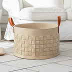 Blanket Basket, BOLDMONKEY 20"x 20"x13" XXLarge Woven Felt Laundry Baskets with Handle Nursery Storage Living Room Round for Toy, Clothes, Kids, Bedroom(Khaki) - color: Khaki