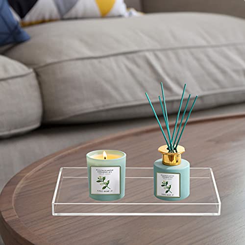 Bigfety Acrylic BathroomTray for Counter, Handmade Clear Trays Sturdy Organizer for Cup, Sponge, Soap, Plant (Large, Clear) - size: 11.2" x 5.9" x 0.9"