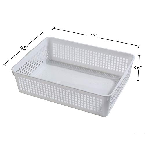 Aebeky A4 Size Plastic Paper Storage Trays,Desktop File Organizer Baskets,6-Packs (White) - color: White