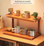 Wood 2-Tier Wooden Spice Rack for Cabinet ，cup shelf organizer kitchen，Kitchen Counter Shelf for Tea Coffee Bar Accessories,Matcha Stand, Cup Display, Condiment Storage Rack