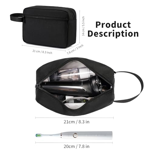 Travel Toiletry Bag, Small Cosmetic Bag, Hanging Water-Resistant Organizer for Men & Women, Ideal for Makeup, Shaving Kit, Gym Essentials & Travel Accessories (Black) - color: Black