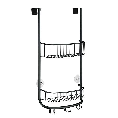 iDesign Over-the-Door Hanging Shower Caddy Organizer, The Forma Collection – 12” x 6.5” x 24”, Matte Black - color: Matte Black