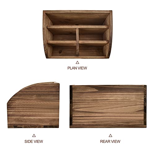 OKSQW Wooden Desk Organizer, Solid Wood Pen Holder for Desktop Organizer, No Need Assembly, Home Office Supplies Workspace Organizers Mail Holder Remote Control Countertop Storage Box - color: Light Brown-M