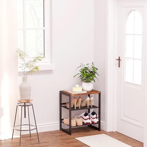 CHEMPFR Narrow 3-Tier Shoe Rack, Slim Space-Saving Shelf with Decorative Wood Top & Steel Mesh, Entryway/Closet/Dorm Organizer, 16.5x11.8x19.8 Inches - size: 3 Tier (16.5″x11.8″x19.8″)