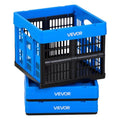 VEVOR Plastic Collapsible Storage Bins, 25L 3 Packs, Stackable Folding Storage Crates with Handles, Holds 22 lbs Per Bin, Foldable Heavy Duty Containers, Space-Saving Baskets, for Home Organizing - size: 25L-Blue-3PC