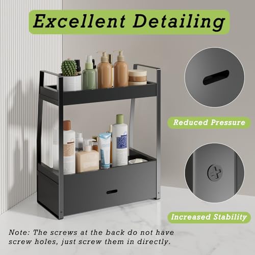 Boulphia 2-Tier Bathroom Organizer Countertop, Bathroom Sink Organizer Countertop, Vanity, Counter Shelf, Black - color: Black