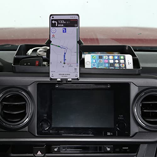 CHEAYAR Portable Electronic Device Mount for Tacoma 2016-2023, Dashboard Organizer Tray with Phone Holder, Storage Box Container for Key Card Navigation Sunglasses