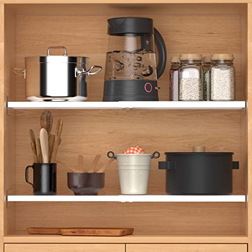 Closet Organizer Shelves Expandable Tension Shelving Rack Cabinet Storage Shelf Heavy Duty Metal DIY Divider Separator for Wardrobe Cupboard Pantry Kitchen Bathroom,White,2packs - size: 11.8"D x 16.9"-31.5" W-2PCS