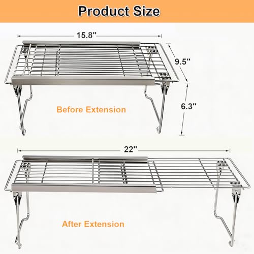 Orgneas Expandable Cabinet Shelf Organizer, Adjustable Freezer Shelf 15.8"-22" Thickened Heavy Duty Organizer and Storage Shelves for Kitchen Cabinet Pantry Refrigerator, 2 Pcs - color: Thickened Expandable 2Packs