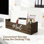 White Wooden Mail Organizer Countertop (Brown + White) - color: Brown + White