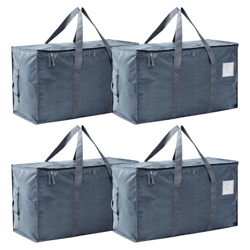 Moving Bags Heavy Duty Extra Large, Moving Boxes, Moving Supplies Essentials,Storage Bins with Lids, Plastic Packing Totes, Storage Bags for Clothes with Handles & Zippers(Grey, 4 Pack) - color: Grey, size: 4 Pack