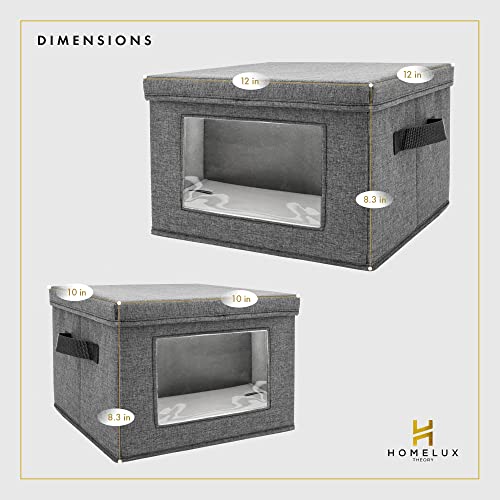 HOMELUX THEORY Hard Shell China Storage Containers for Dishes, 2pcs 10"x8" Plate Storage, Square Storage Containers with Lid, Heavy Duty Fine China Dish and Dinnerware Storage with 30 Felt Pads - color: Dark Gray, size: 12. Plate Storage 10" (Cube 2pc)