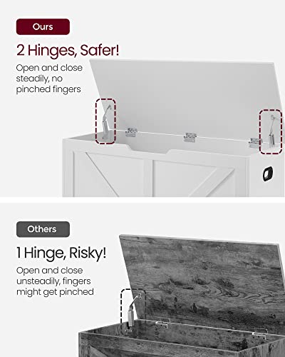 VASAGLE Storage Chest, Storage Trunk with 2 Safety Hinges, Storage Bench, Shoe Bench, Farmhouse Style, 15.7 x 39.4 x 18.1 Inches, for Entryway, Bedroom, Living Room, Cloud White ULSB060T14 - color: Cloud White, size: 39.4"W x 18.1"H, style: Farmhouse