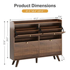 Decofy 47.2” Shoe Cabinet with 4 flip-Down Drawers, Three Adjustable Levels, freestanding Wooden Shoe Rack, Suitable for entryway, Hallway, and Living Room (Walnut) - size: 4 Flip-Down