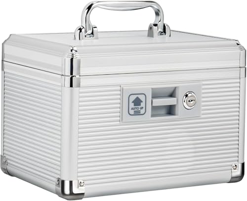 Medicine Lock Box with Key, Alluminum Alloy Box for Medication,First Aid Box with a Removeable Tray to Store Medicines & Pills for Home,Silver 10 * 6.89 * 6.89 Inch - color: Silver, size: Small-10inch