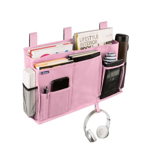 Surblue Caddy Hanging Organizer Bedside Storage Bag for Bunk and Hospital Beds, Pink, L - color: Pink, size: Large