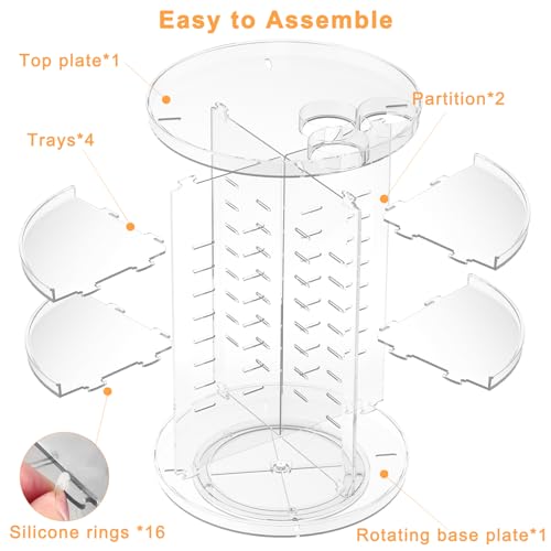 Rotating Makeup Organizer, DIY 8 Adjustable Layers Spinning Skincare Storage, Cosmetic Display Case with Brush Holder and Perfume Tray, Multi-Function Vanity Bathroom Countertop Organizer Clear - color: Clear