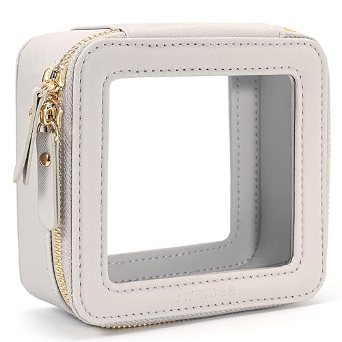 Aveniee Mini Clear Makeup Bag, Small Cosmetic Bags Travel Toiletry Pouch Organizer, TSA Approved Make up Case with Zipper, Car Bag for Essentials,Grey - color: Grey, style: Mini Chic