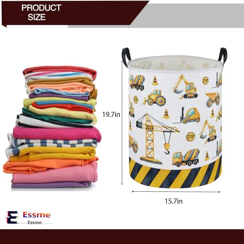 ESSME Kids Laundry Basket,Car Hamper Collapsible Canvas Waterproof Storage Bin for Boys, Nursery Hamper,Gift Baskets,toy bins(Engineering vehicle) - color: Engineering vehicle